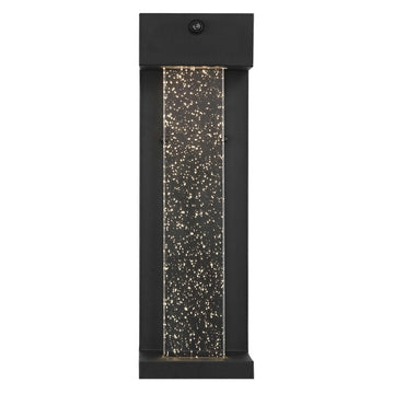 Miranda 5.13" Modern Industrial Iron/Glass Seeded Glass with Dusk-to-Dawn Sensor Integrated LED Outdoor Sconce - JONATHAN Y